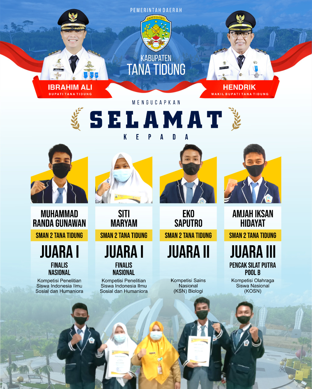 Penyerahan Bonus Kejuaraan/Lomba Jenjang SMA/MA Tingkat Provinsi Kalimantan Utara Tahun 2021. Senin, 13 Desember 2021 di Aula SMAN 1 Tarakan.