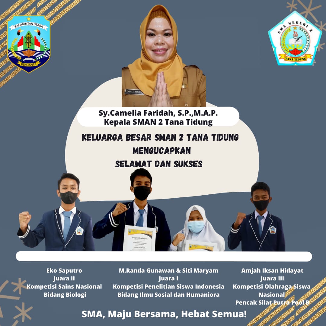 Penyerahan Bonus Kejuaraan/Lomba Jenjang SMA/MA Tingkat Provinsi Kalimantan Utara Tahun 2021. Senin, 13 Desember 2021 di Aula SMAN 1 Tarakan.