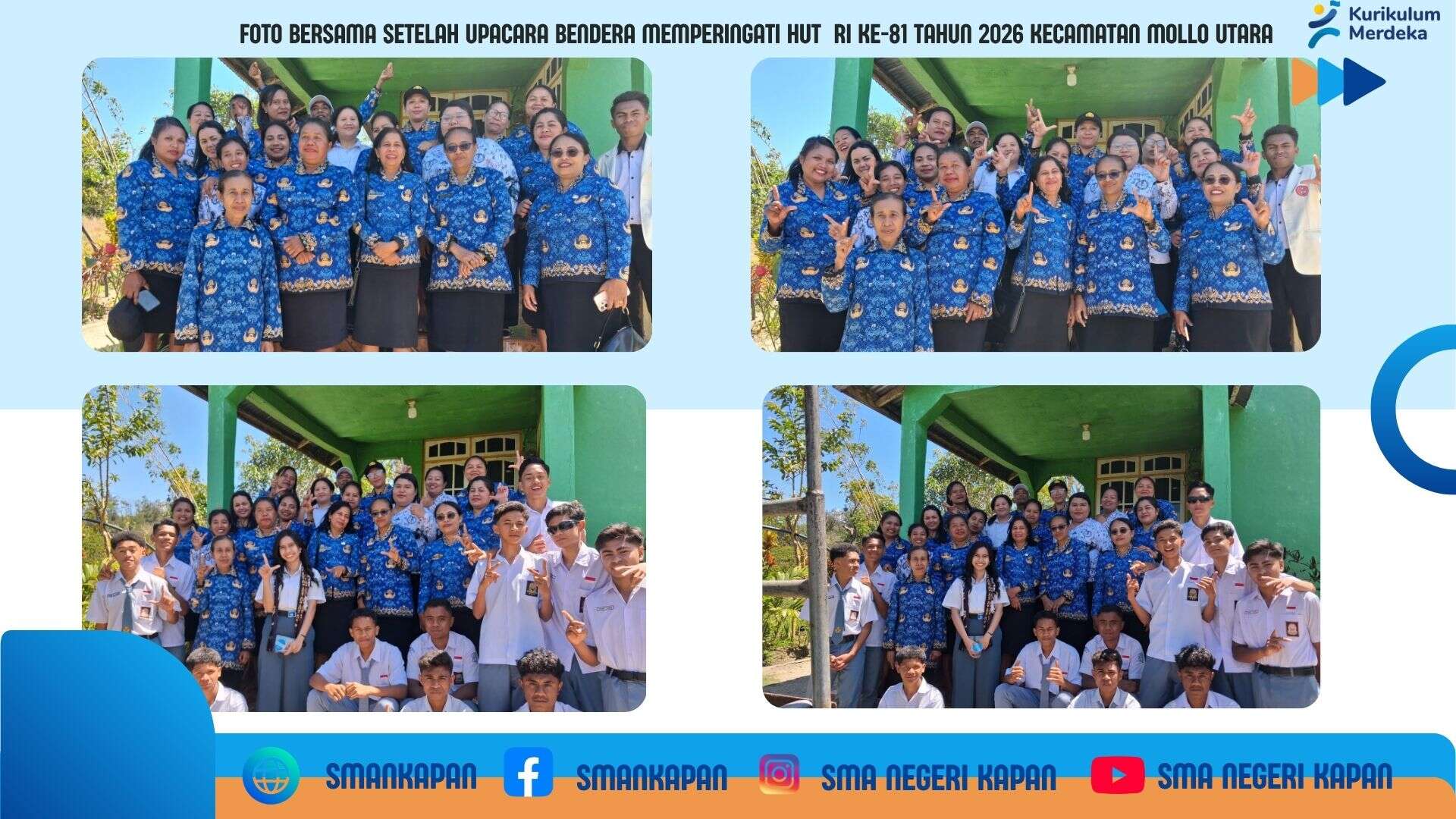 Foto Bersama Setelah Upacara Bendera Memperingati HUT  RI KE-81 Tahun 2026 Kecamatan Mollo Utara