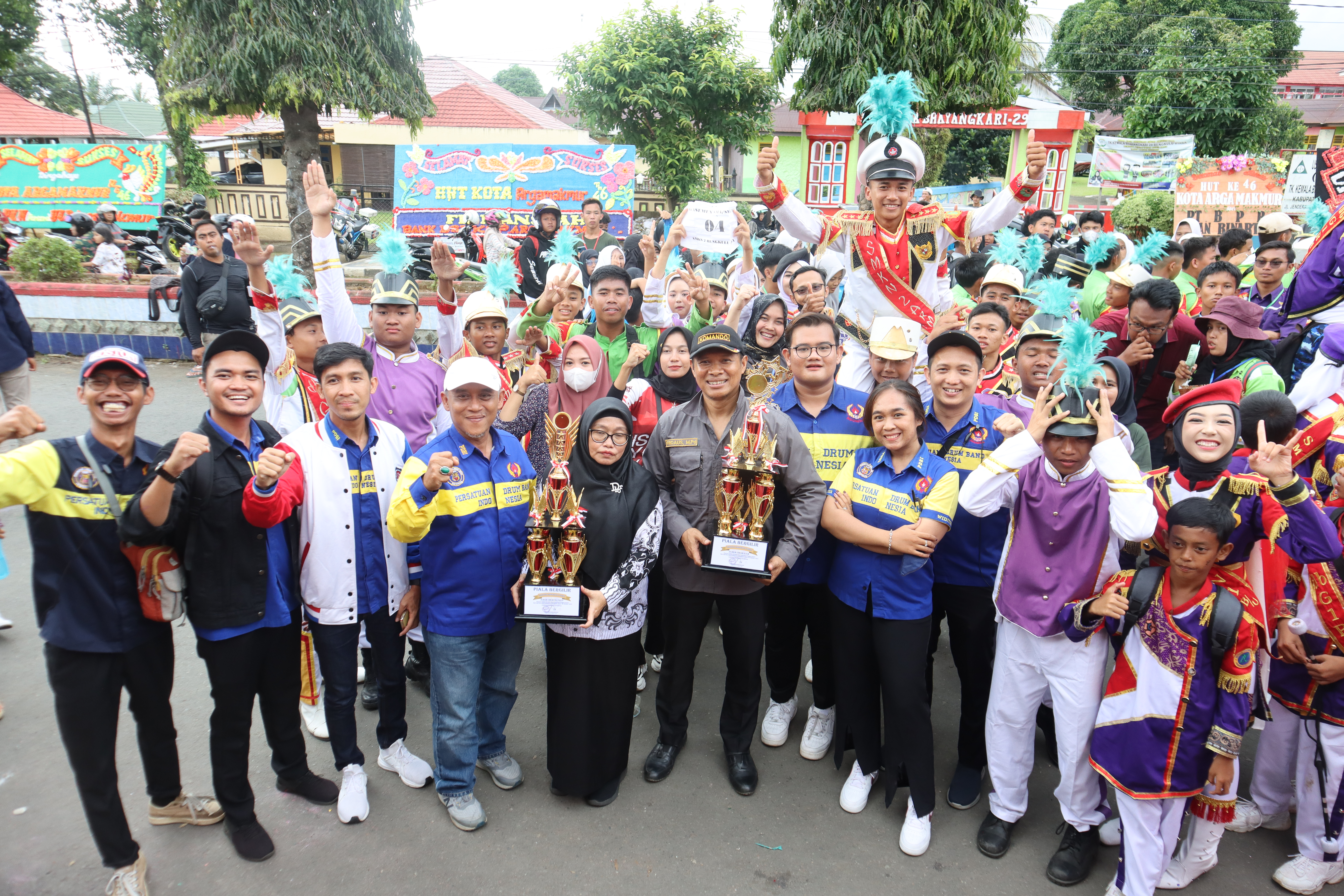 Juara I Lomba Drumband pada ajang HUT Kota Arga Makmur Ke-46 Tahun 2022